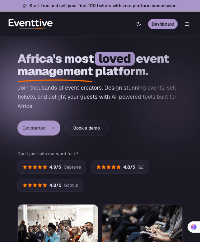 Eventtive mobile view
