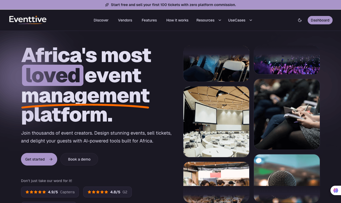 Eventtive desktop view